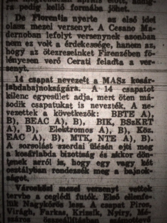 Az első fecskék. Nemzeti Sport 1933. 01. 11.