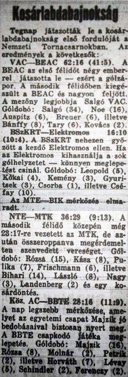 Az első forduló párosítása. Nemzeti Sport 1933. 02. 03.